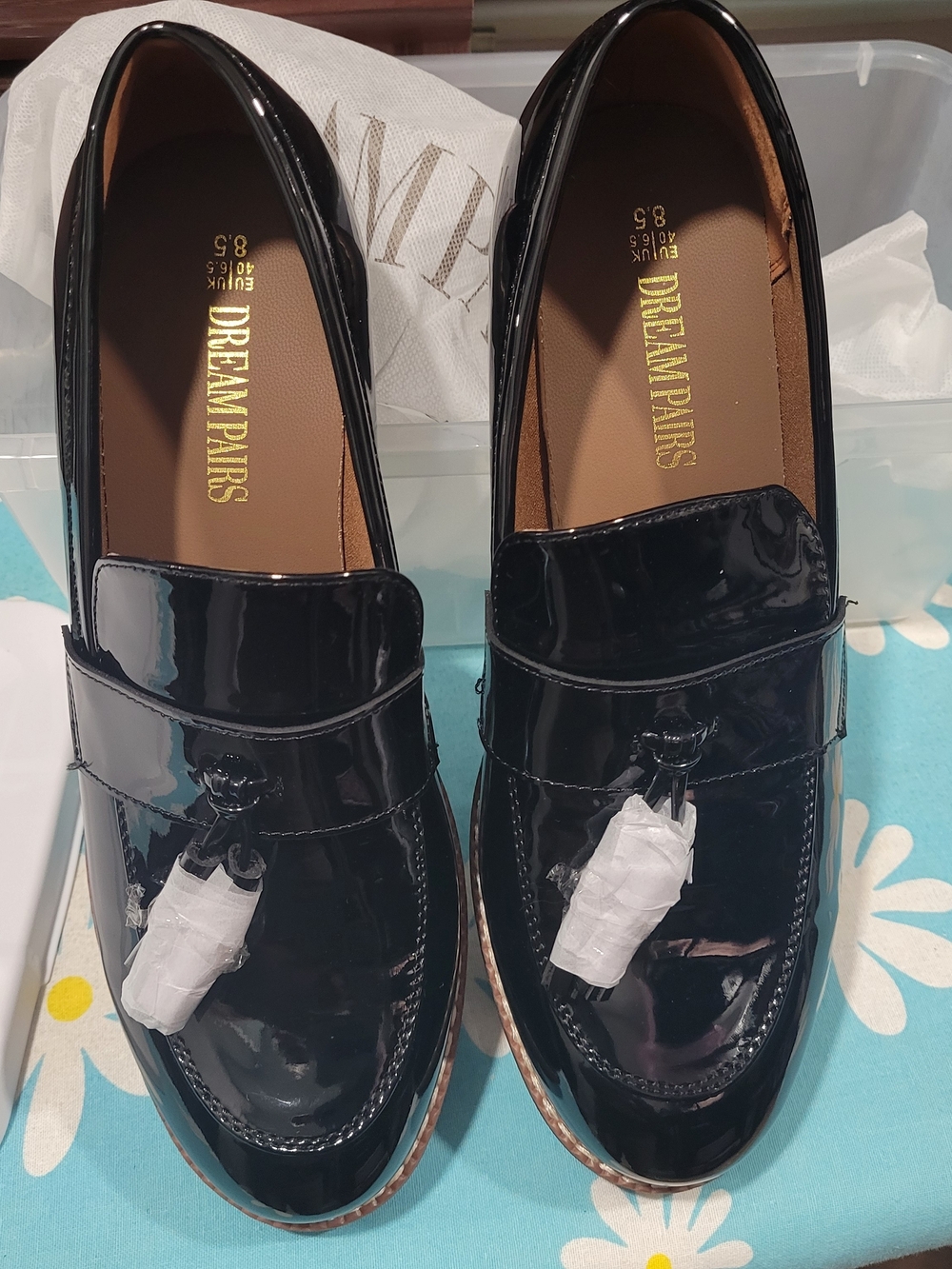 Dream Pairs Black Patent Tassel Loafers
